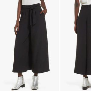 Leith - High Waist Crop Wide Leg Pants (Black, XS)
